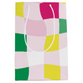 Kleurrijke Moderne Tartan Plaid Blocks Kerst Medium Cadeauzakje (Voorkant)