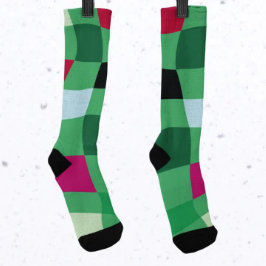 Kleurrijke Moderne Tartan Plaid Vakantie Kerstmis Sokken