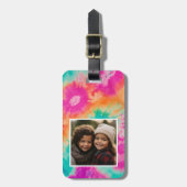 Kleurrijke Moderne Tie Dye - Foto en Tekst Bagagelabel (Voorkant verticaal)
