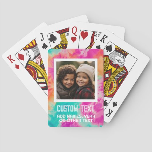 Kleurrijke Moderne Tie Dye - Foto en Tekst Pokerkaarten (Achterkant)
