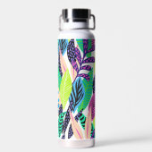 Kleurrijke Moderne Tropische Bladeren Patroon Mono Waterfles (Achterkant)