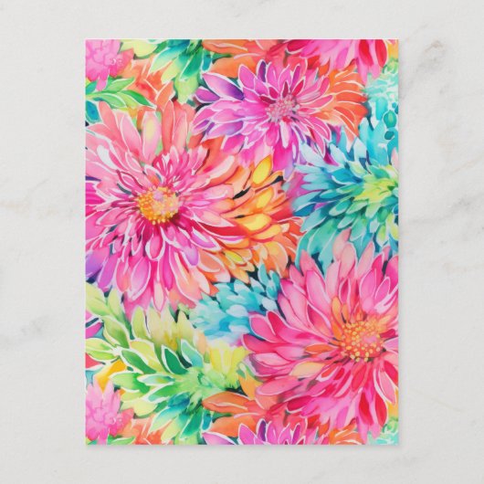 Kleurrijke Moderne Tropische Bloemen Bruiloft Deta Informatiekaartje (Achterkant)