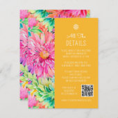 Kleurrijke Moderne Tropische Bloemen Bruiloft Deta Informatiekaartje (Voorkant / Achterkant)