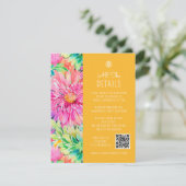 Kleurrijke Moderne Tropische Bloemen Bruiloft Deta Informatiekaartje (Staand voorkant)