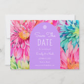 Kleurrijke moderne tropische bloemen bruiloft foto save the date (Voorkant)