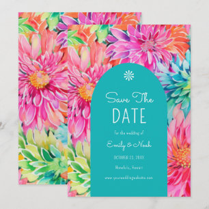 Kleurrijke Moderne Tropische Waterverf Bloem Bruil Save The Date