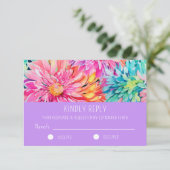 Kleurrijke moderne tropische Waterverf bloemenbrui RSVP Kaartje (Staand voorkant)