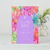 Kleurrijke moderne tropische Waterverf bloemenbrui Save The Date (Staand voorkant)