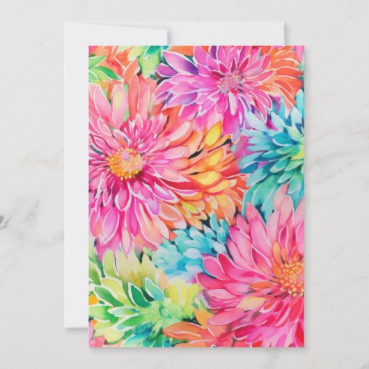 Kleurrijke moderne tropische Waterverf bloemenbrui Save The Date (Achterkant)