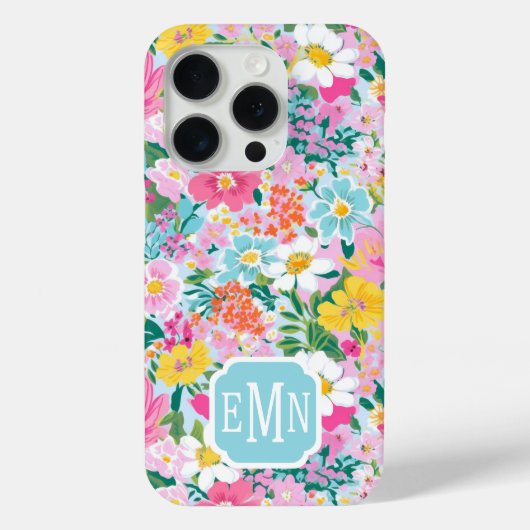 Kleurrijke Moderne Tuin Met Monogram Case-Mate iPhone Case (Achterkant)