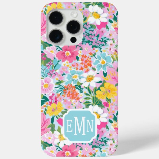 Kleurrijke Moderne Tuin Monogram Case-Mate iPhone Case (Achterkant)