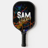 Kleurrijke moderne typografie vet monogram pickleball paddle (Achterkant)