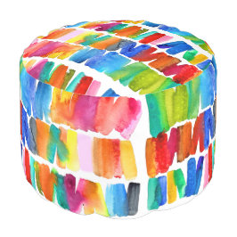 Kleurrijke, moderne verfregenboogkleuren poef