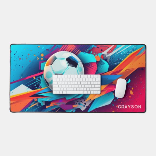 Kleurrijke Moderne Voetbal Sport Gepersonaliseerde Bureaumat (Keyboard & Muis)