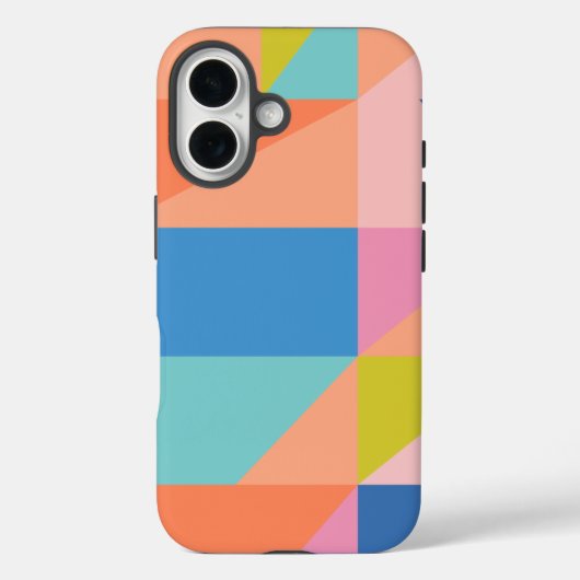 Kleurrijke moderne vormen in helder blauw en Oranj Case-Mate iPhone Case (Achterkant)