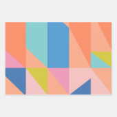 Kleurrijke moderne vormen in helder blauw en Oranj Inpakpapier Vel (Voorkant 3)