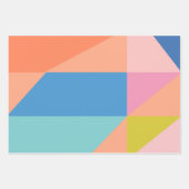 Kleurrijke moderne vormen in helder blauw en Oranj Inpakpapier Vel (Voorkant 2)