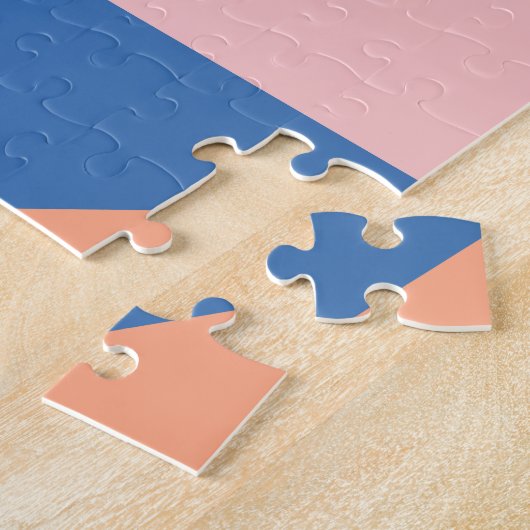 Kleurrijke moderne vormen in helder blauw en Oranj Legpuzzel (Zijkant)