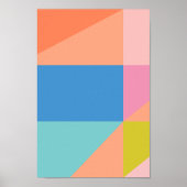 Kleurrijke moderne vormen in helder blauw en Oranj Poster (Voorkant)