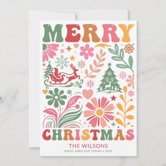 Kleurrijke moderne vrolijke kerst Boho Feestdagenkaart