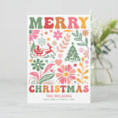 Kleurrijke moderne vrolijke kerst Boho Feestdagenkaart (Staand voorkant)