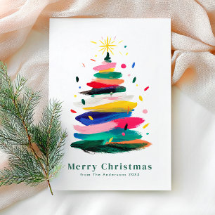 Kleurrijke moderne vrolijke kerst feestdagenkaart