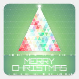 Kleurrijke moderne vrolijke kerst vierkante sticker