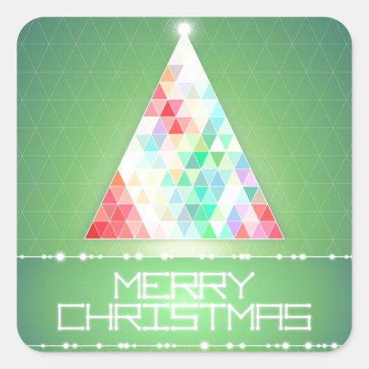 Kleurrijke moderne vrolijke kerst vierkante sticker (Voorkant)