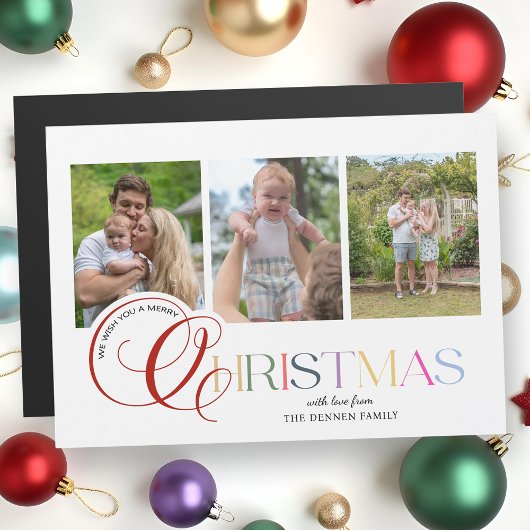 Kleurrijke moderne vrolijke kerstscriptie 3-foto