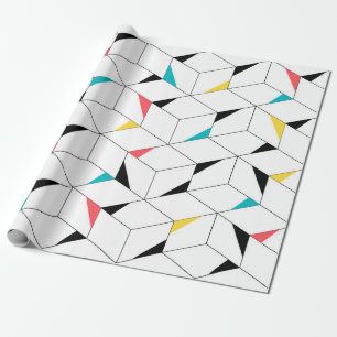 Kleurrijke, moderne, vrolijke, trendmatige blokjes cadeaupapier