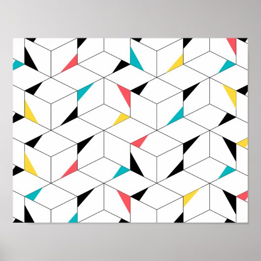 Kleurrijke, moderne, vrolijke, trendmatige blokjes poster (Voorkant)