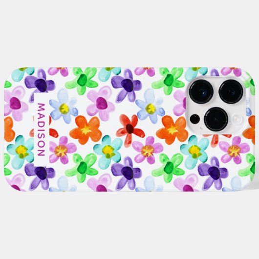 Kleurrijke moderne Waterverf, gepersonaliseerd Case-Mate iPhone Case (Achterkant (horizontaal))