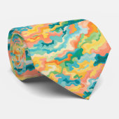 Kleurrijke moderne waterverfprint stropdas (Opgerold)