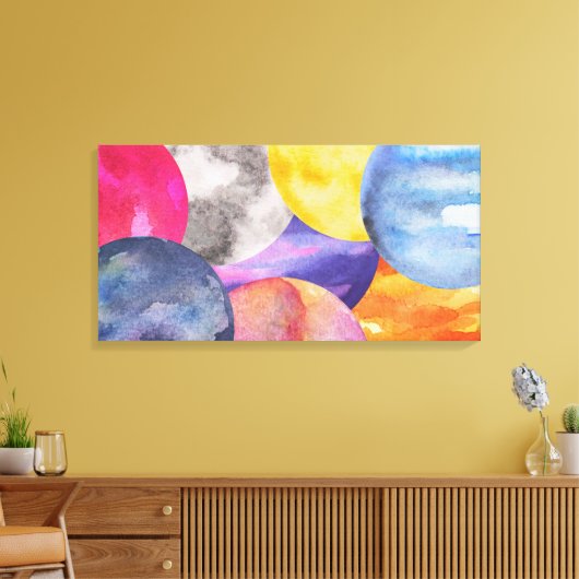 Kleurrijke, moderne Waterverven Vergerold Canvas a Afdruk (Insitu (Woonkamer))