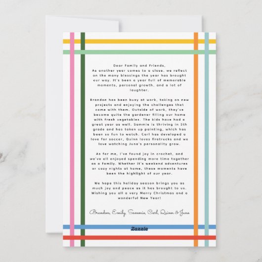 Kleurrijke Moderne Wavy Lijst Foto Kerst Feestdagenkaart (Achterkant)