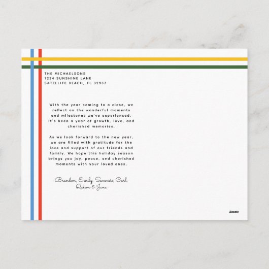 Kleurrijke Moderne Wavy Lijst Foto Kerst Feestdagenkaart (Achterkant)