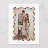 Kleurrijke Moderne Wavy Lijst Foto Kerst Feestdagenkaart (Voorkant)