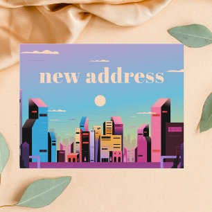 Kleurrijke Moderne Whimsical Modieuze Stad Nieuw A Briefkaart