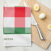 Kleurrijke moderne witte rode buffelplaat theedoek (Quarter Fold)