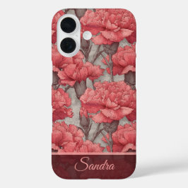 Kleurrijke Moeder Cadeau Anjer Bloem Naam iPhone 16 Hoesje