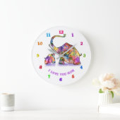 Kleurrijke moeder en Baby olifant - Jouw tekst toe Grote Klok (Huis)