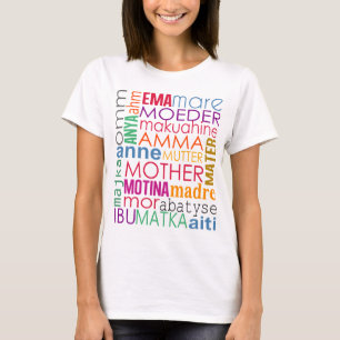 Kleurrijke moeder in veel talen t-shirt