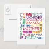 Kleurrijke moeder in vele talen briefkaart (Voorkant / Achterkant)