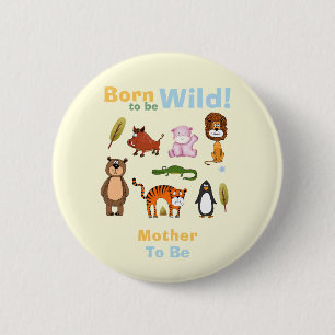 Kleurrijke Moeder Wordt Wild Safari Babyborrel Ronde Button 5,7 Cm