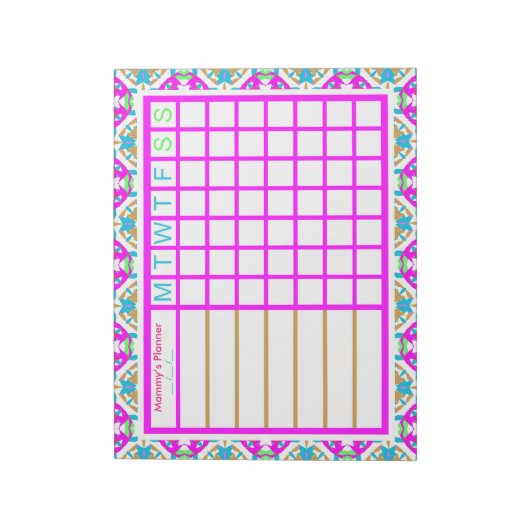 Kleurrijke moederdag Gift Weekly Planner Tracker Notitieblok (Linkerzijde)