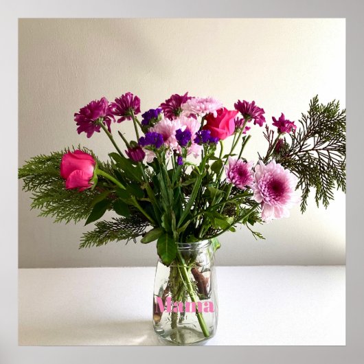 Kleurrijke Moederdag Mama Boeket + aangepaste opti Poster (Voorkant)