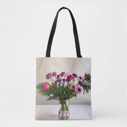 Kleurrijke Moederdag Mama Boeket + aangepaste opti Tote Bag (Voorkant)