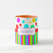 kleurrijke mok, polka dots en strepen monogram mok (Midden)