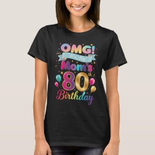 Kleurrijke Mom 80th Birthday Party Design T-shirt