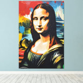 Kleurrijke Mona Lisa Canvas Afdruk (Insitu (Houten vloer))